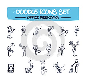 Doodle Icons Set - Office Weekdays.