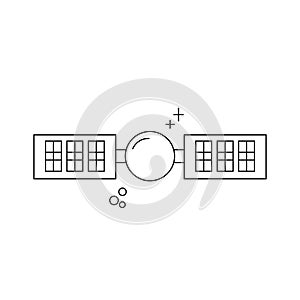 Doodle illustration. Science technology concept. Isolated vector icon. Internet technology. Space satellite in abstract