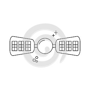 Doodle illustration. Science technology concept. Isolated vector icon. Internet technology. Space satellite in abstract