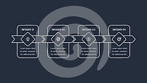 Doodle infographic elements with 4 options. Template for web on a dark background.