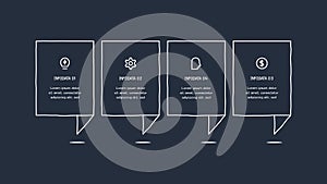 Doodle infographic elements with 4 options. Template for web on a dark background.