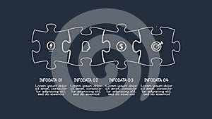 Doodle infographic elements with 4 options. Template for web on a dark background.