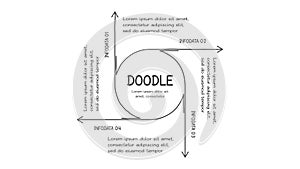 Doodle infographic elements with 4 options. Vector business template for presentation