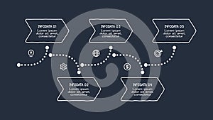 Doodle infographic elements with 5 options. Template for web on a dark background.