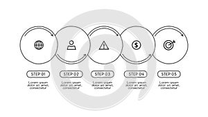 Doodle infographic elements with 5 options. Vector business template for presentation