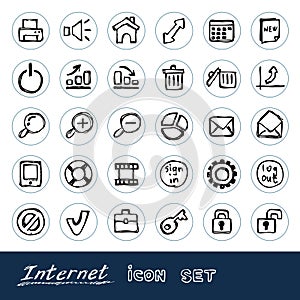 Doodle Internet and finance icons set