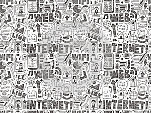 Doodle internet web seamless pattern