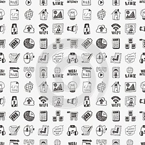 Doodle internet web seamless pattern