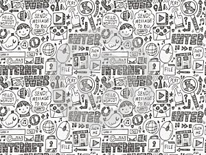 Doodle internet web seamless pattern