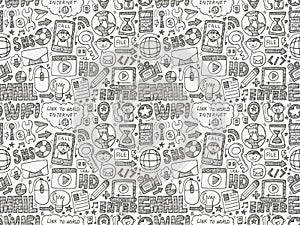 Doodle internet web seamless pattern