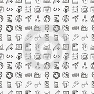 Doodle internet web seamless pattern
