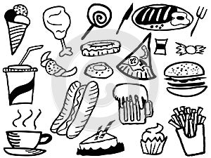 Doodle junk food background