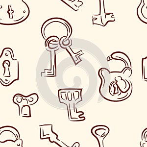 doodle keys .Seamless pattern. Vector