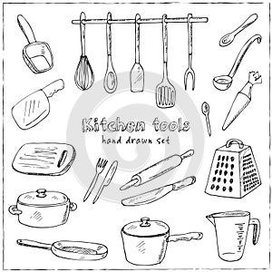 Doodle Kitchen tool collection - vector illustration