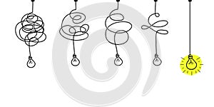 Doodle lightbulbs idea icon. simplifying the complex