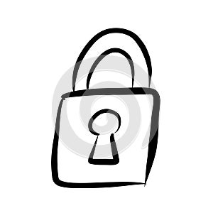 Doodle lock on white background.