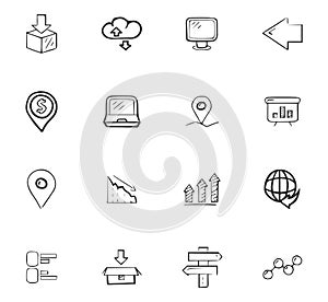 Doodle Logistics icons set