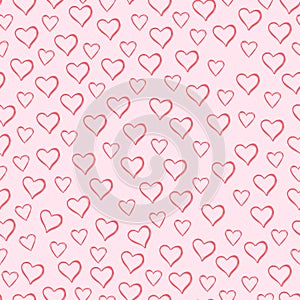 doodle love heart hand drawing scribble seamless pattern tile background vector