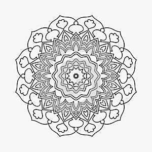 Doodle mandala on a white background. Mandala pattern in Arabian style. Floral mandala line art illustration. Decoration mandala