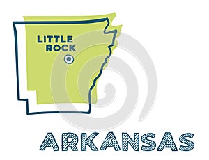 Doodle map of Arkansas state of USA