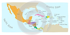 Doodle Map of Central America and Mexico