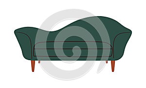 Doodle modern sofa furniture. Comfortable couch mid century contemporary style, vector room decoration interior design