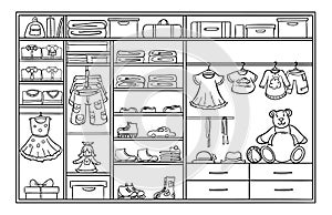 Doodle Monochrome Children Wardrobe Concept