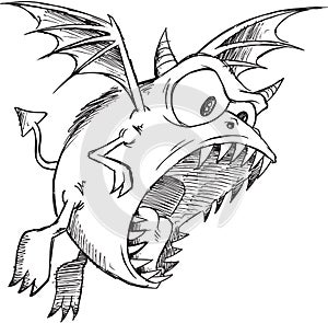 Doodle Monster Demon Vector