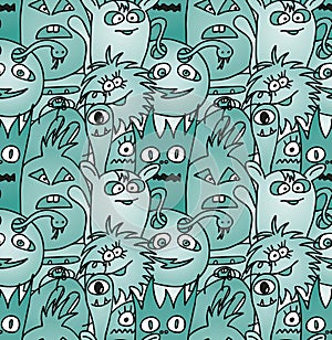 Doodle monsters seamless pattern