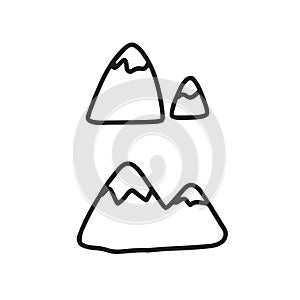 Doodle mountain poster. Hand drawn vector illustration.