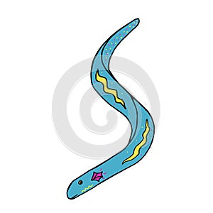 Doodle multi-colored vector eel