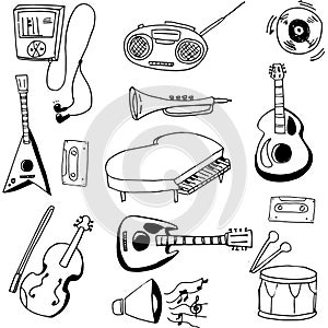 Doodle of music set hand draw