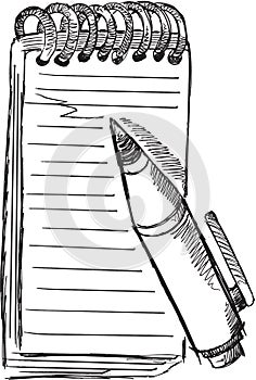 Doodle Notepad Pen Vector