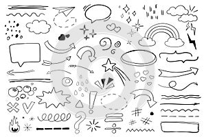 Doodle objects mega set in flat cartoon design. Vector illustration