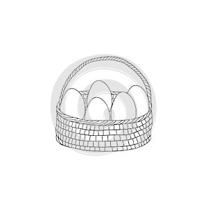 Doodle basket with eggs.