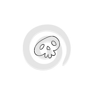 doodle outline element for Halloween. human skull. isolated vector illustration