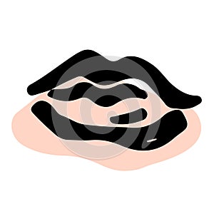 Doodle paint brush strokes lips pattern.