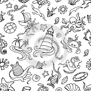 Doodle pattern sea