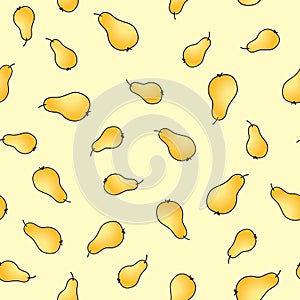 Doodle pear vector seamless pattern. Cute colorful background texture for kitchen wallpaper, textile, fabric, paper
