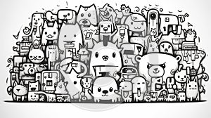 Doodle pet animals art background