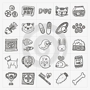 Doodle pet icons set