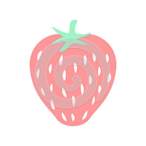 Doodle Pink Strawberry Isolated on White Background. Cartoon Berry. Vector Illustraation