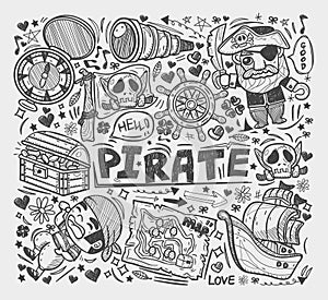 Doodle pirate elememts
