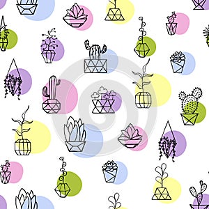Doodle plants vector Seamless pattern