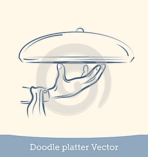 Doodle platter on hand , white background. Vector