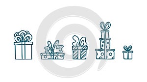 Doodle with presents. Hand drawn sketch with gift boxes. Vector illustration