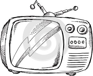 Doodle Retro Television Vector