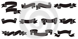 Doodle of ribbon banner illustrations isolated on a white background. hand drawn  vector illustration