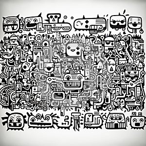 Doodle robot art background