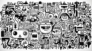 Doodle robot art background